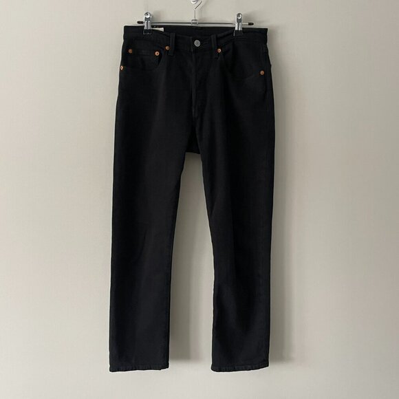 Levi's 501 Denim Button-Fly Front Mid Rise Straight Leg Cropped Jeans Black 26 - Picture 2 of 9
